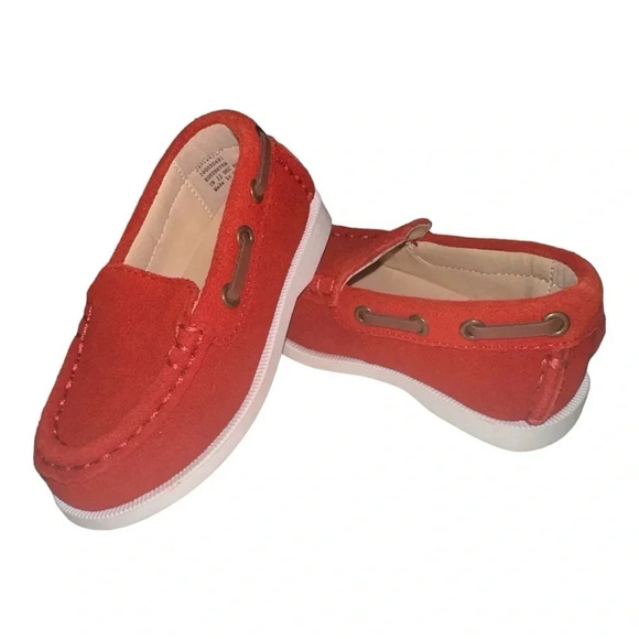 NWOT Janie and Jack Size 6 Toddler Unisex Suede Loafers Slip On Red - Picture 1 of 9